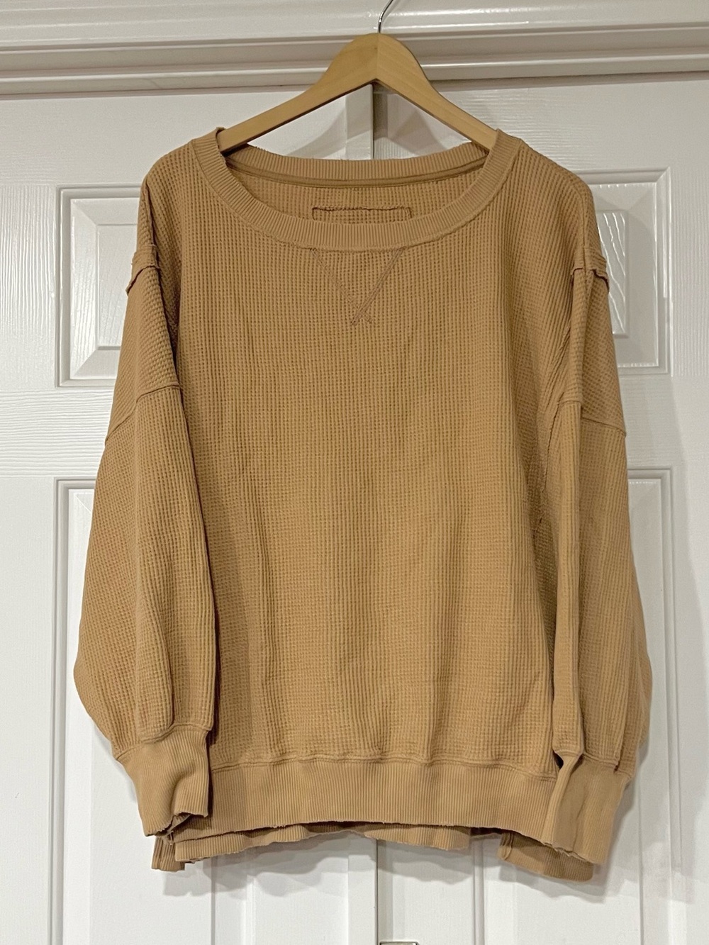 American Eagle | Big Hug Waffle Knit Oversized Crewneck Sweater
